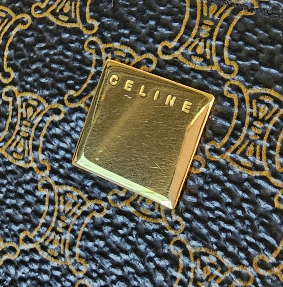 CELINE Vintage Macadam Coin Case Wallet Leather Black Brown - Picture 3 of 16